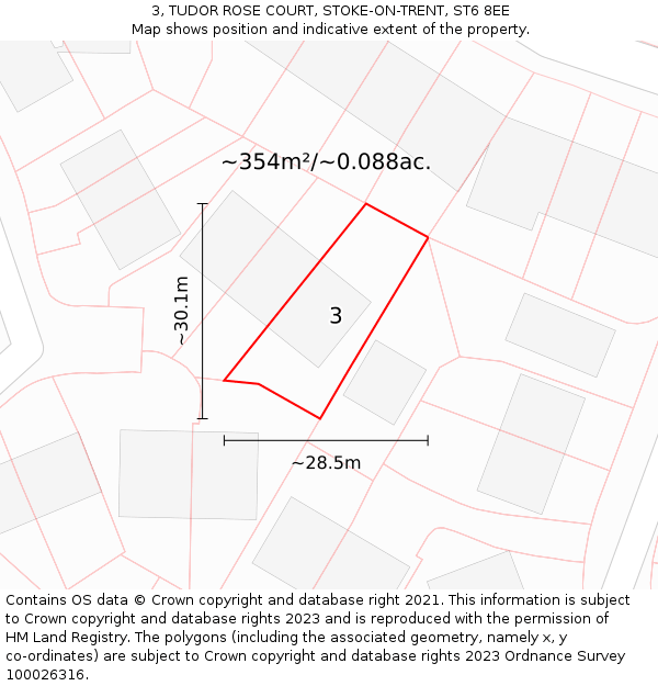 3, TUDOR ROSE COURT, STOKE-ON-TRENT, ST6 8EE: Plot and title map