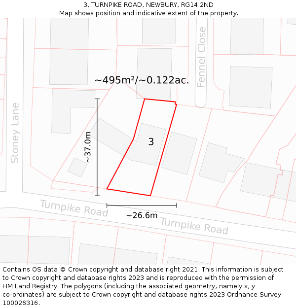 3, TURNPIKE ROAD, NEWBURY, RG14 2ND: Plot and title map
