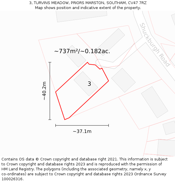 3, TURVINS MEADOW, PRIORS MARSTON, SOUTHAM, CV47 7RZ: Plot and title map