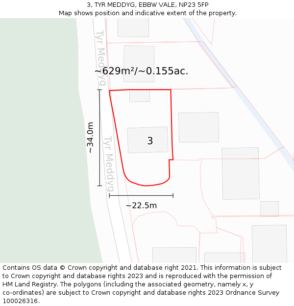 3, TYR MEDDYG, EBBW VALE, NP23 5FP: Plot and title map