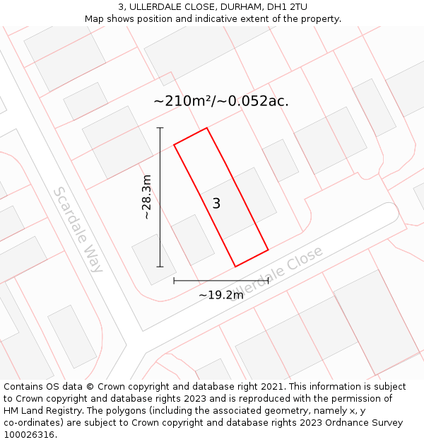 3, ULLERDALE CLOSE, DURHAM, DH1 2TU: Plot and title map