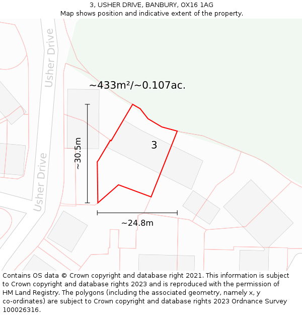 3, USHER DRIVE, BANBURY, OX16 1AG: Plot and title map