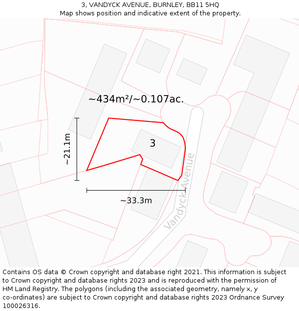 3, VANDYCK AVENUE, BURNLEY, BB11 5HQ: Plot and title map