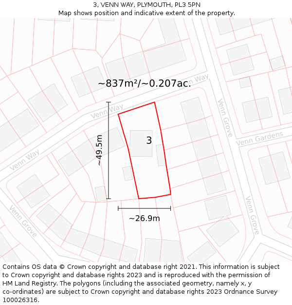 3, VENN WAY, PLYMOUTH, PL3 5PN: Plot and title map