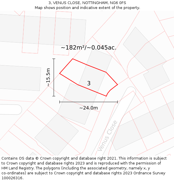 3, VENUS CLOSE, NOTTINGHAM, NG6 0FS: Plot and title map