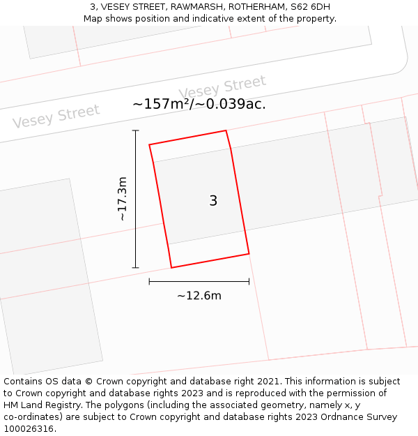 3, VESEY STREET, RAWMARSH, ROTHERHAM, S62 6DH: Plot and title map
