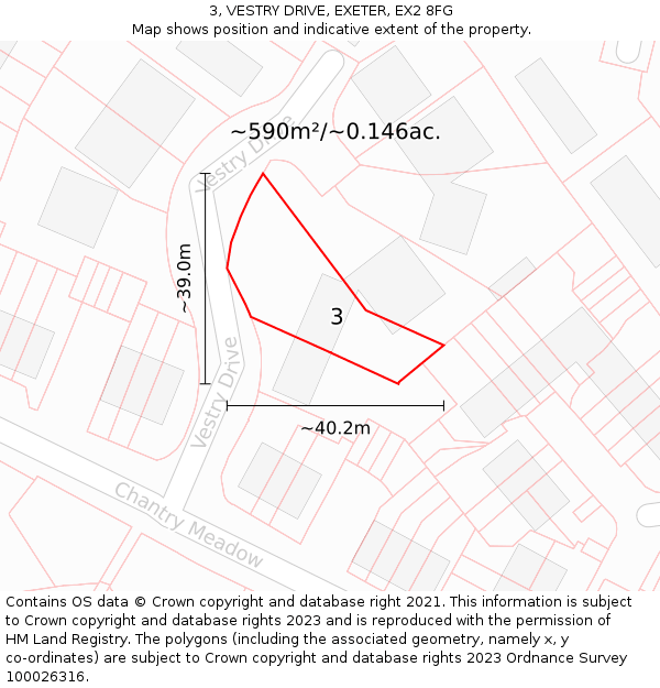 3, VESTRY DRIVE, EXETER, EX2 8FG: Plot and title map