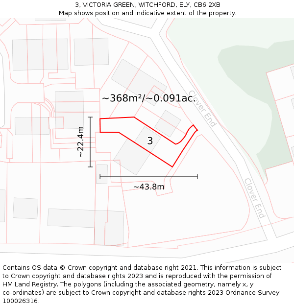 3, VICTORIA GREEN, WITCHFORD, ELY, CB6 2XB: Plot and title map