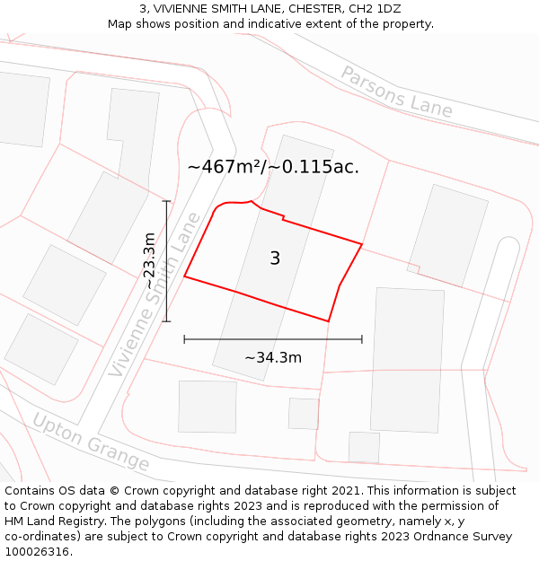 3, VIVIENNE SMITH LANE, CHESTER, CH2 1DZ: Plot and title map