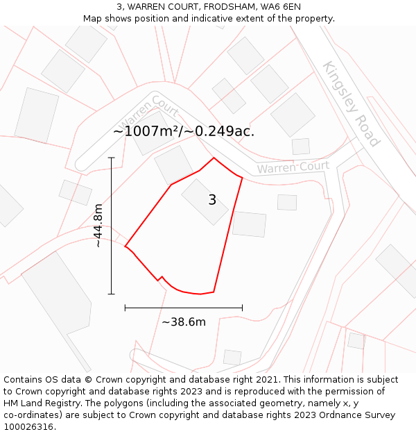 3, WARREN COURT, FRODSHAM, WA6 6EN: Plot and title map