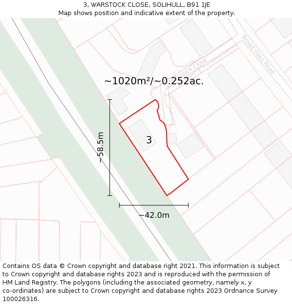 3, WARSTOCK CLOSE, SOLIHULL, B91 1JE: Plot and title map