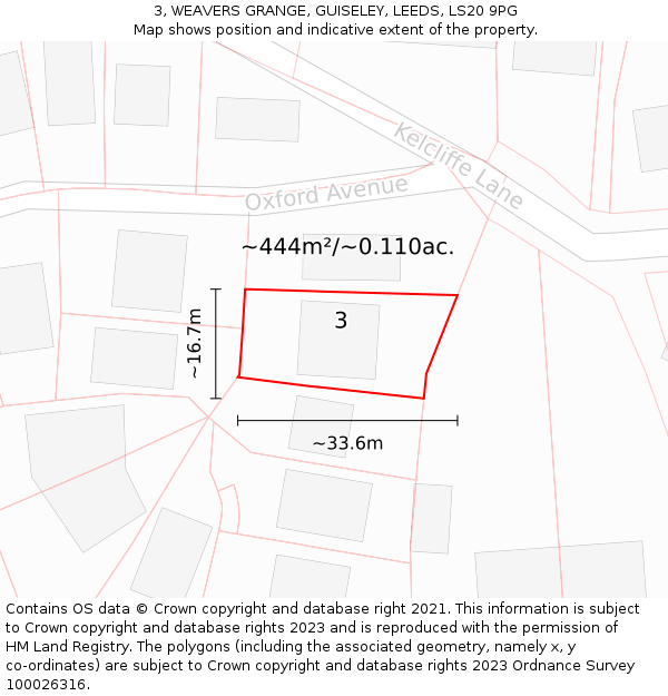 3, WEAVERS GRANGE, GUISELEY, LEEDS, LS20 9PG: Plot and title map