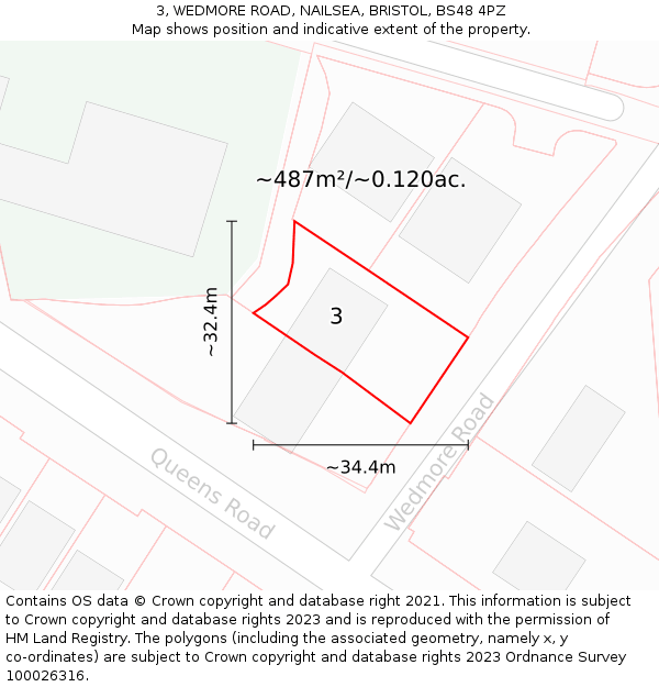 3, WEDMORE ROAD, NAILSEA, BRISTOL, BS48 4PZ: Plot and title map