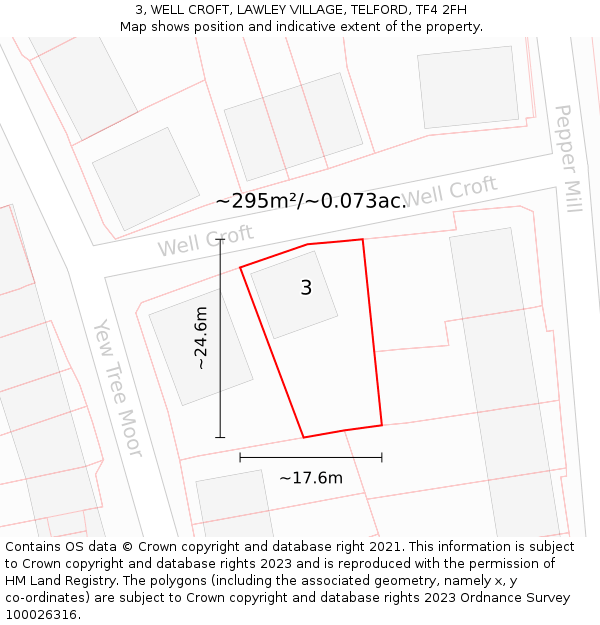 3, WELL CROFT, LAWLEY VILLAGE, TELFORD, TF4 2FH: Plot and title map