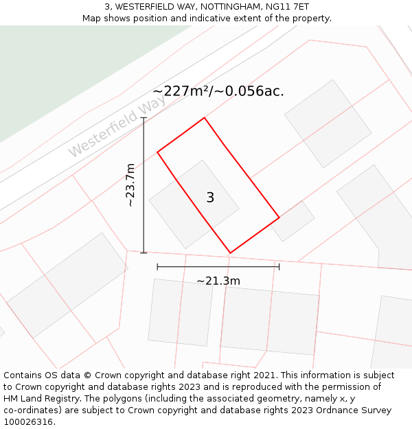 3, WESTERFIELD WAY, NOTTINGHAM, NG11 7ET: Plot and title map