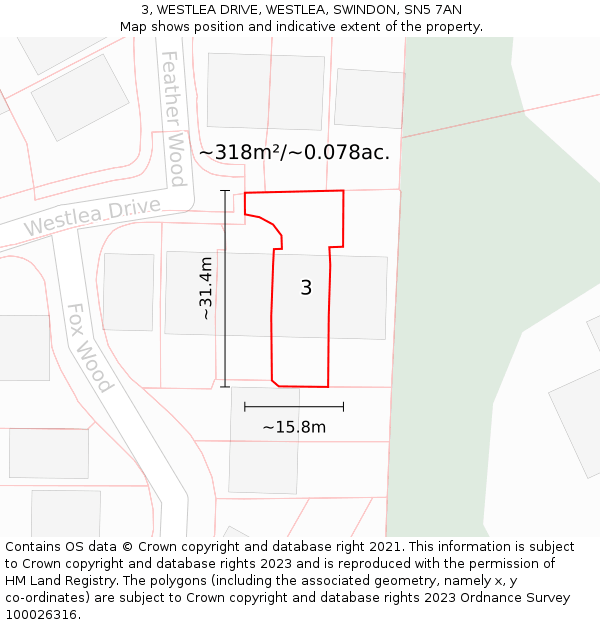 3, WESTLEA DRIVE, WESTLEA, SWINDON, SN5 7AN: Plot and title map