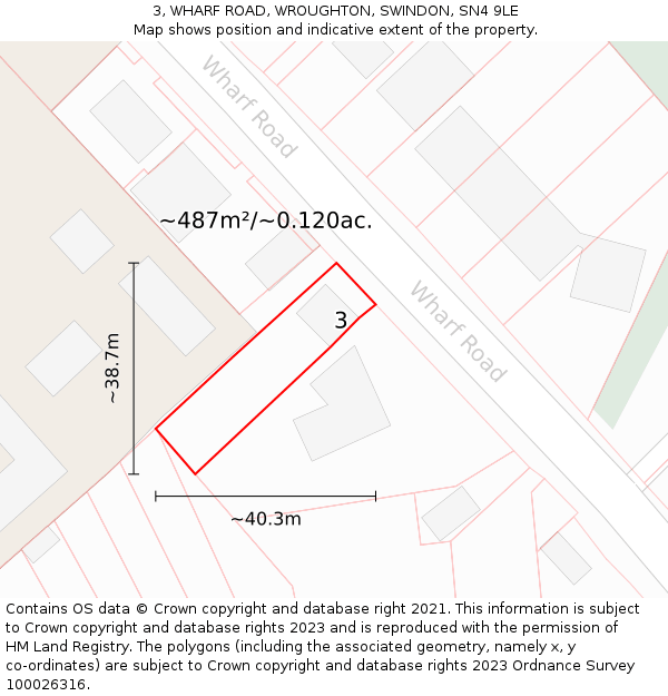 3, WHARF ROAD, WROUGHTON, SWINDON, SN4 9LE: Plot and title map