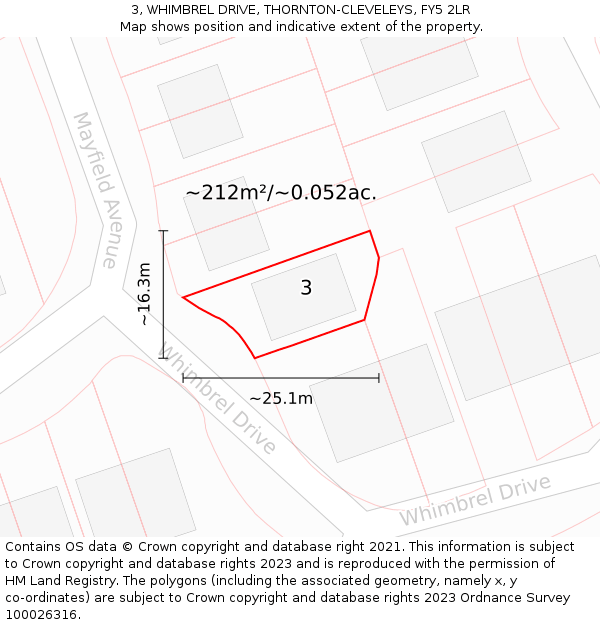 3, WHIMBREL DRIVE, THORNTON-CLEVELEYS, FY5 2LR: Plot and title map