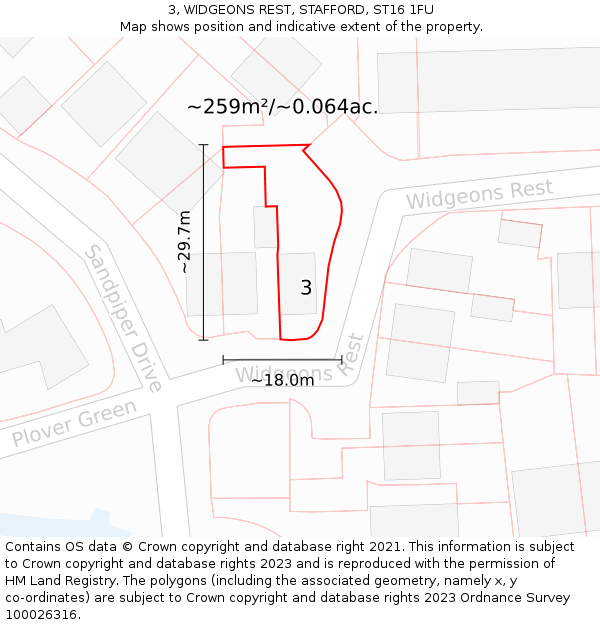 3, WIDGEONS REST, STAFFORD, ST16 1FU: Plot and title map