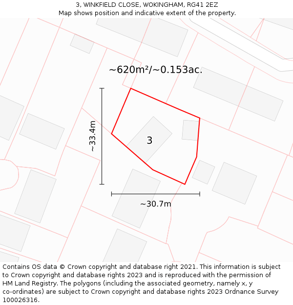 3, WINKFIELD CLOSE, WOKINGHAM, RG41 2EZ: Plot and title map