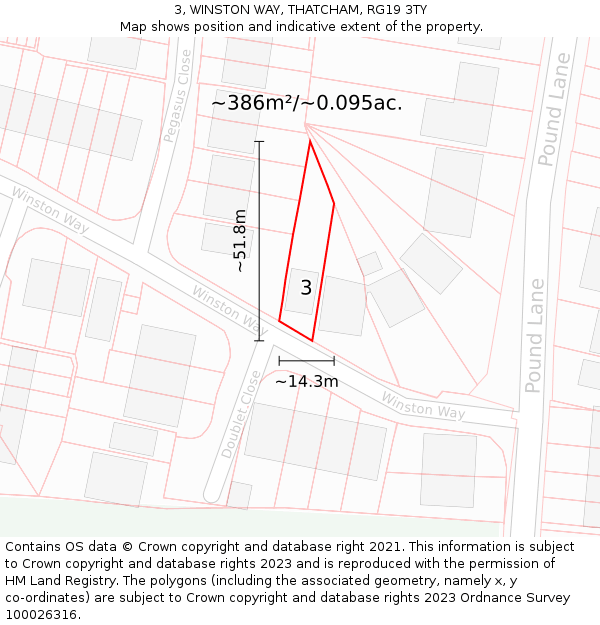 3, WINSTON WAY, THATCHAM, RG19 3TY: Plot and title map
