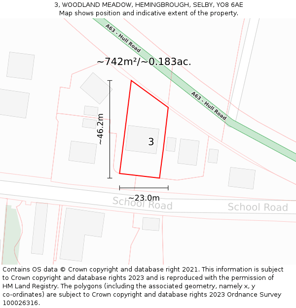 3, WOODLAND MEADOW, HEMINGBROUGH, SELBY, YO8 6AE: Plot and title map