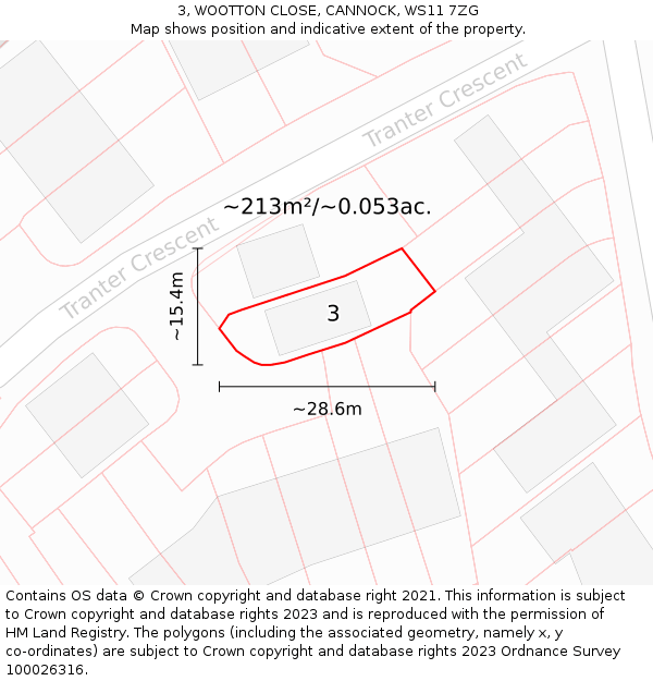 3, WOOTTON CLOSE, CANNOCK, WS11 7ZG: Plot and title map