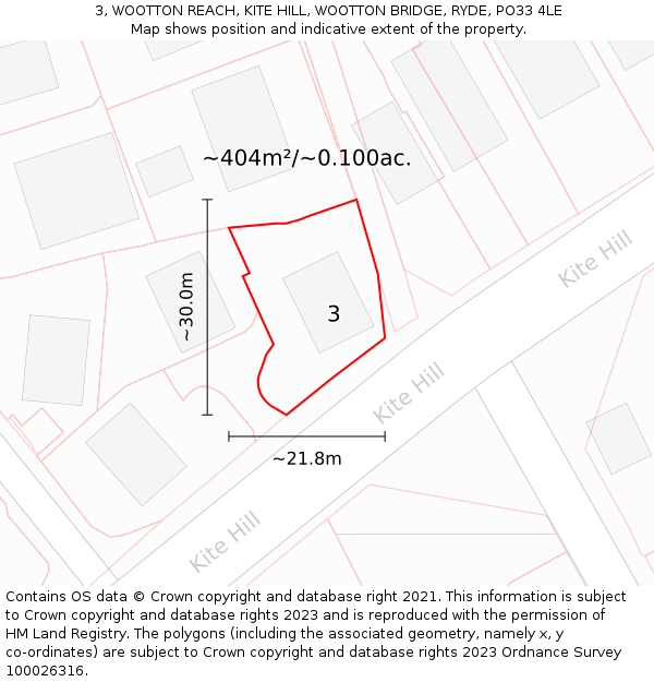 3, WOOTTON REACH, KITE HILL, WOOTTON BRIDGE, RYDE, PO33 4LE: Plot and title map