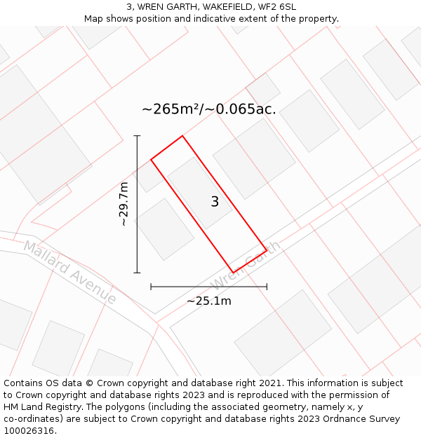 3, WREN GARTH, WAKEFIELD, WF2 6SL: Plot and title map