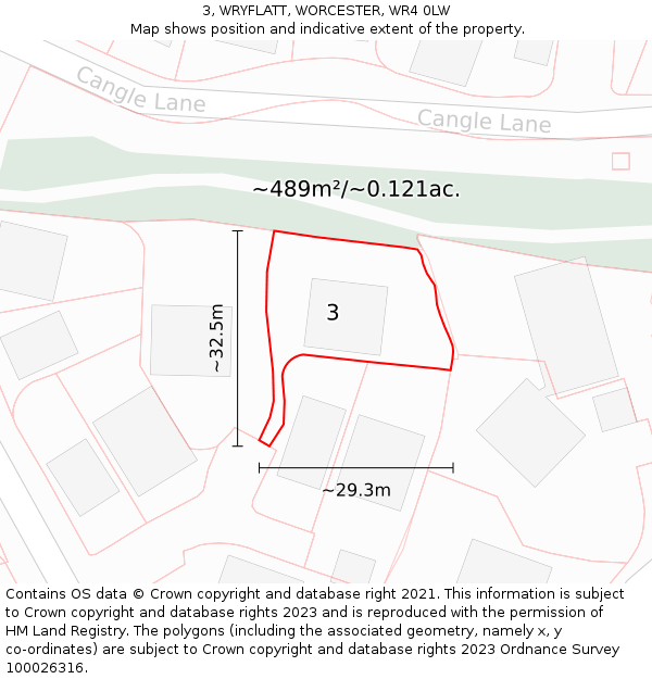 3, WRYFLATT, WORCESTER, WR4 0LW: Plot and title map