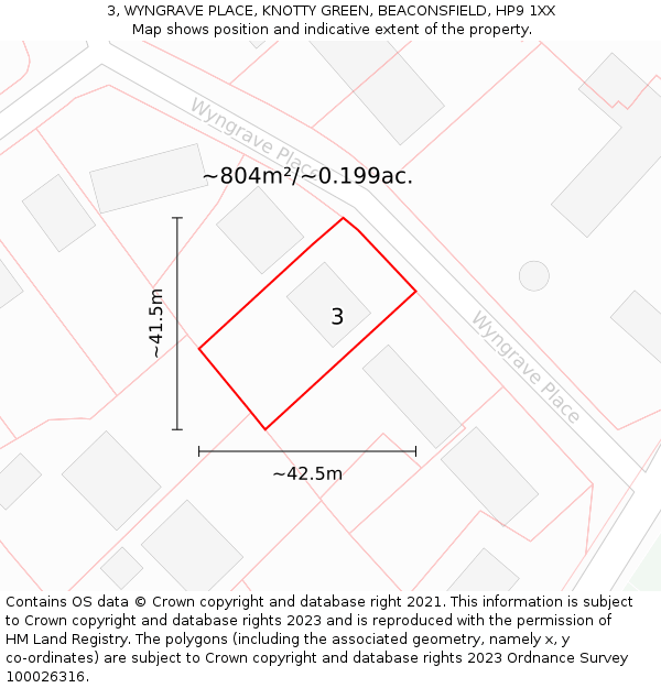 3, WYNGRAVE PLACE, KNOTTY GREEN, BEACONSFIELD, HP9 1XX: Plot and title map