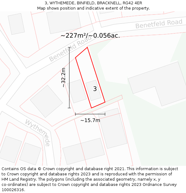 3, WYTHEMEDE, BINFIELD, BRACKNELL, RG42 4ER: Plot and title map