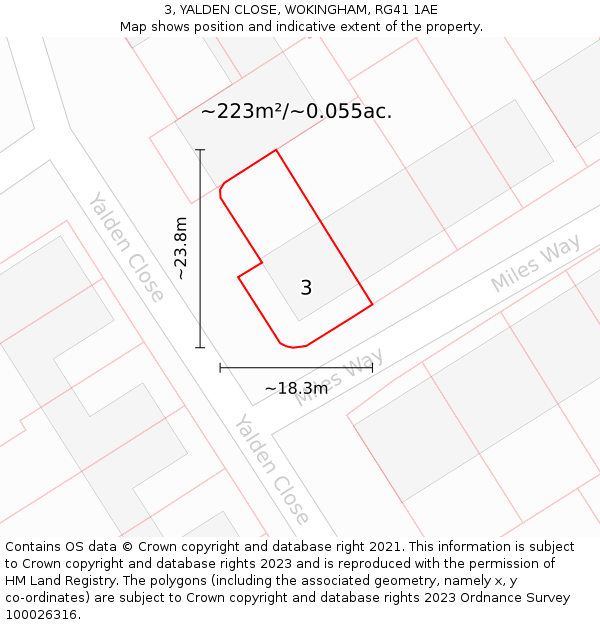 3, YALDEN CLOSE, WOKINGHAM, RG41 1AE: Plot and title map