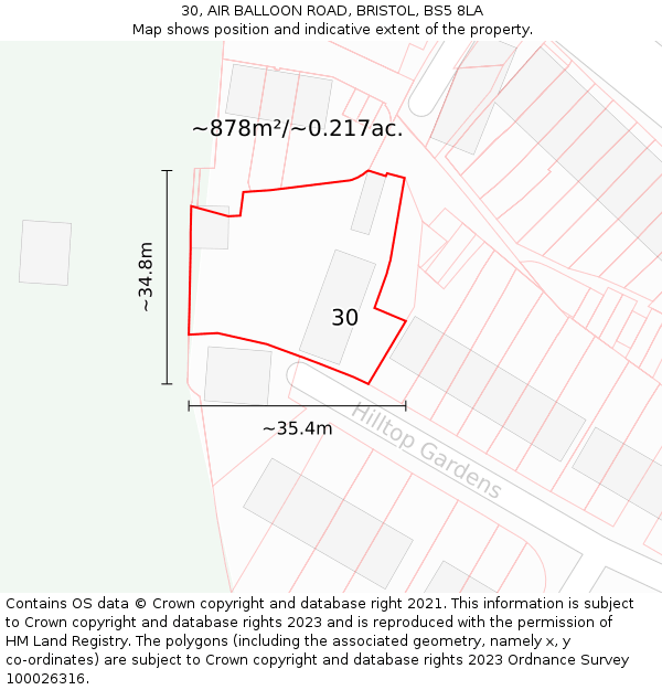 30, AIR BALLOON ROAD, BRISTOL, BS5 8LA: Plot and title map