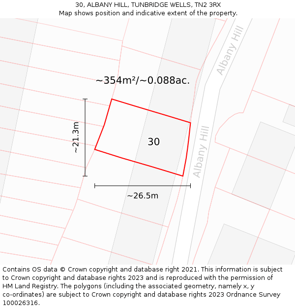 30, ALBANY HILL, TUNBRIDGE WELLS, TN2 3RX: Plot and title map