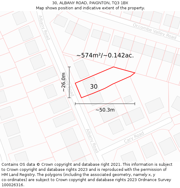 30, ALBANY ROAD, PAIGNTON, TQ3 1BX: Plot and title map