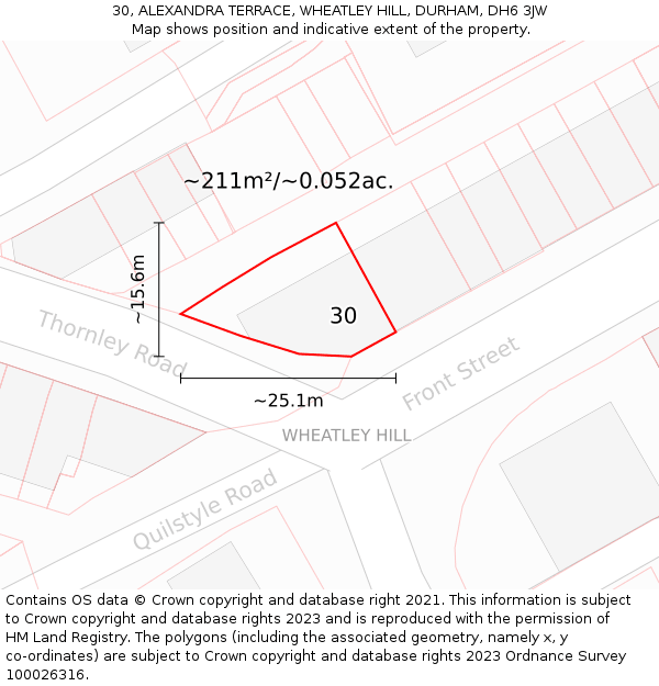 30, ALEXANDRA TERRACE, WHEATLEY HILL, DURHAM, DH6 3JW: Plot and title map