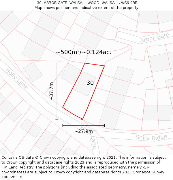 30, ARBOR GATE, WALSALL WOOD, WALSALL, WS9 9RF: Plot and title map