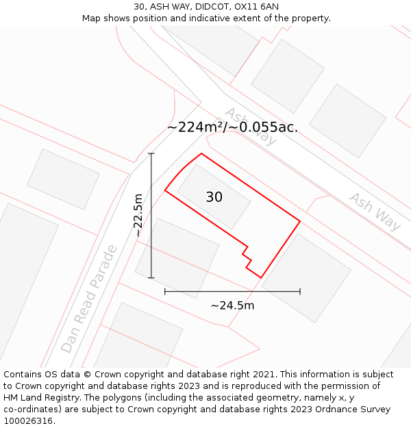 30, ASH WAY, DIDCOT, OX11 6AN: Plot and title map