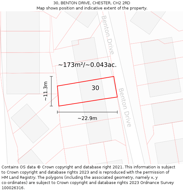 30, BENTON DRIVE, CHESTER, CH2 2RD: Plot and title map