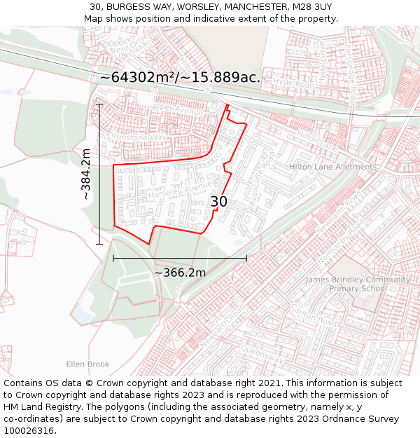 30, BURGESS WAY, WORSLEY, MANCHESTER, M28 3UY: Plot and title map