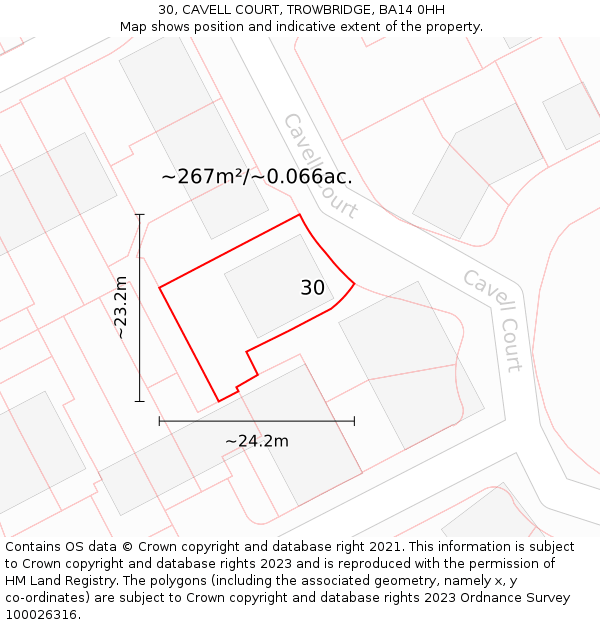 30, CAVELL COURT, TROWBRIDGE, BA14 0HH: Plot and title map