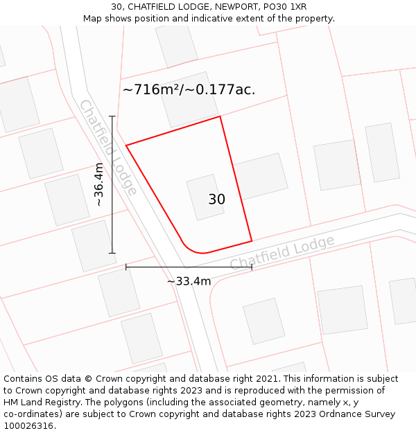 30, CHATFIELD LODGE, NEWPORT, PO30 1XR: Plot and title map