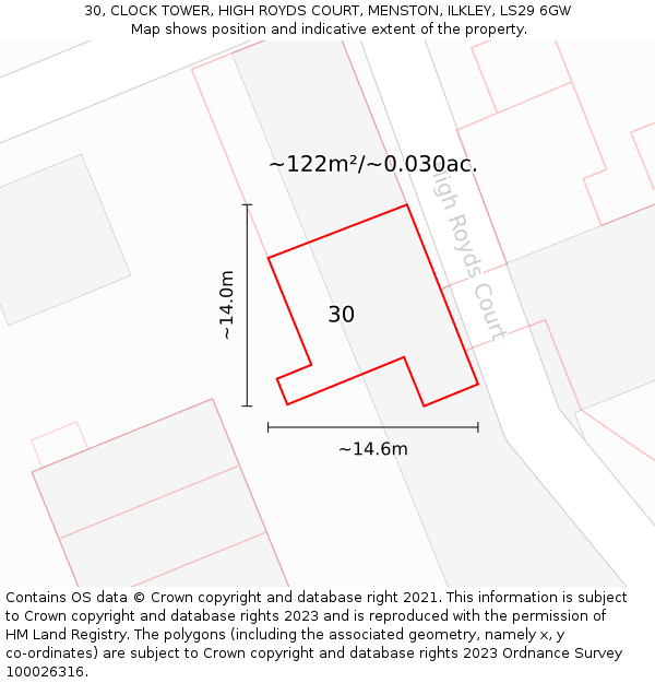 30, CLOCK TOWER, HIGH ROYDS COURT, MENSTON, ILKLEY, LS29 6GW: Plot and title map