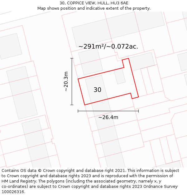 30, COPPICE VIEW, HULL, HU3 6AE: Plot and title map