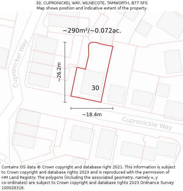 30, CUPRONICKEL WAY, WILNECOTE, TAMWORTH, B77 5FS: Plot and title map