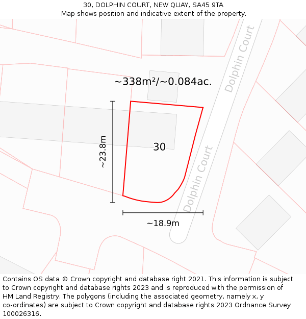 30, DOLPHIN COURT, NEW QUAY, SA45 9TA: Plot and title map