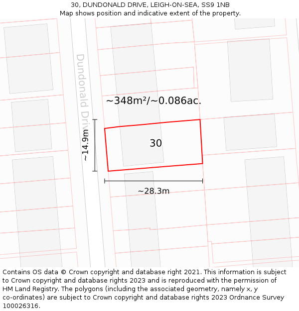 30, DUNDONALD DRIVE, LEIGH-ON-SEA, SS9 1NB: Plot and title map