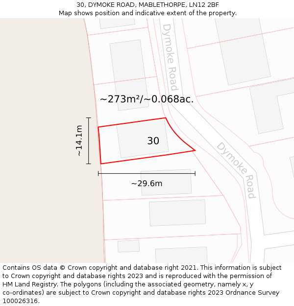 30, DYMOKE ROAD, MABLETHORPE, LN12 2BF: Plot and title map