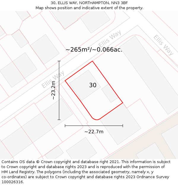 30, ELLIS WAY, NORTHAMPTON, NN3 3BF: Plot and title map